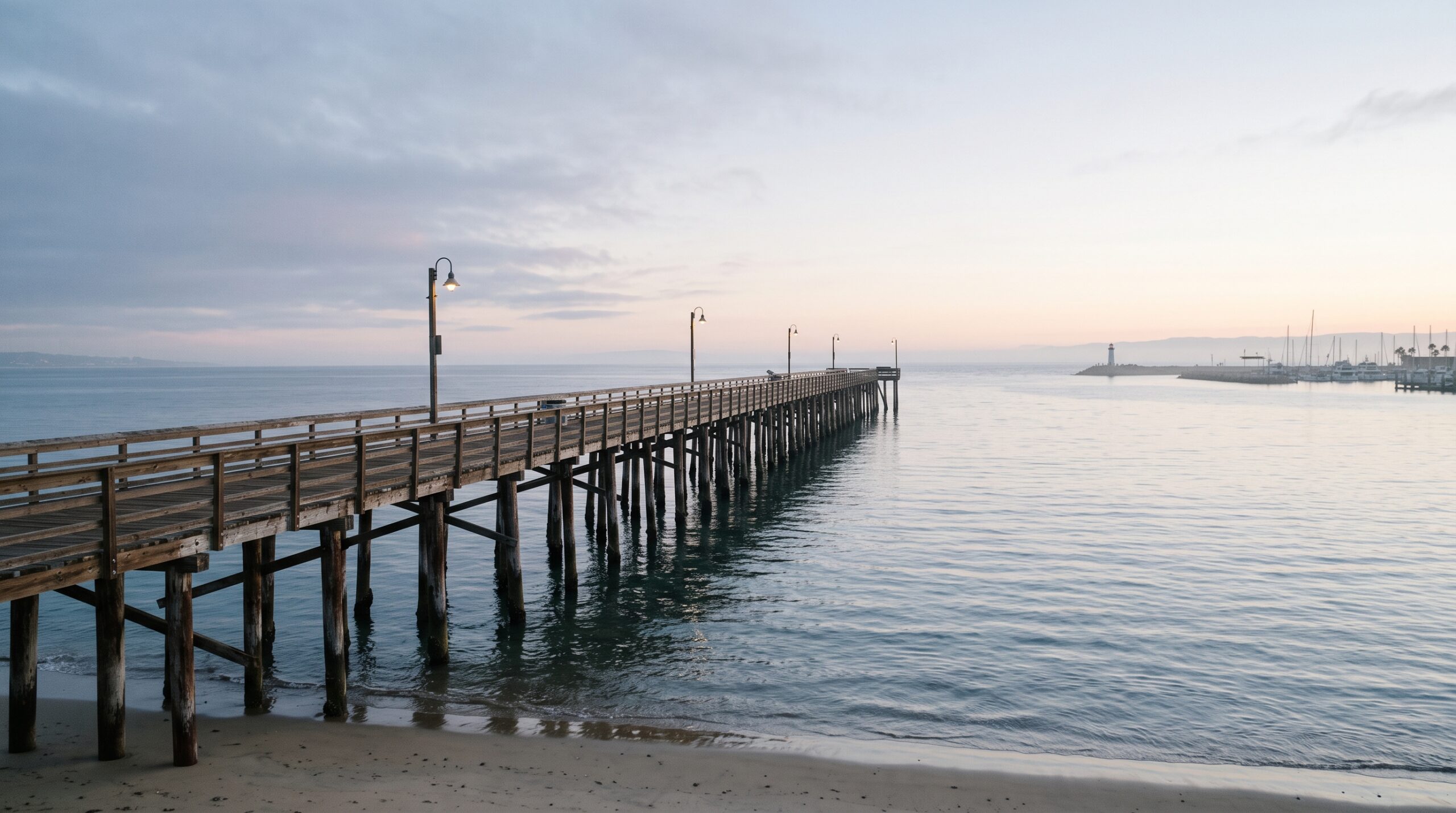 A pier reaching out toward the open horizon