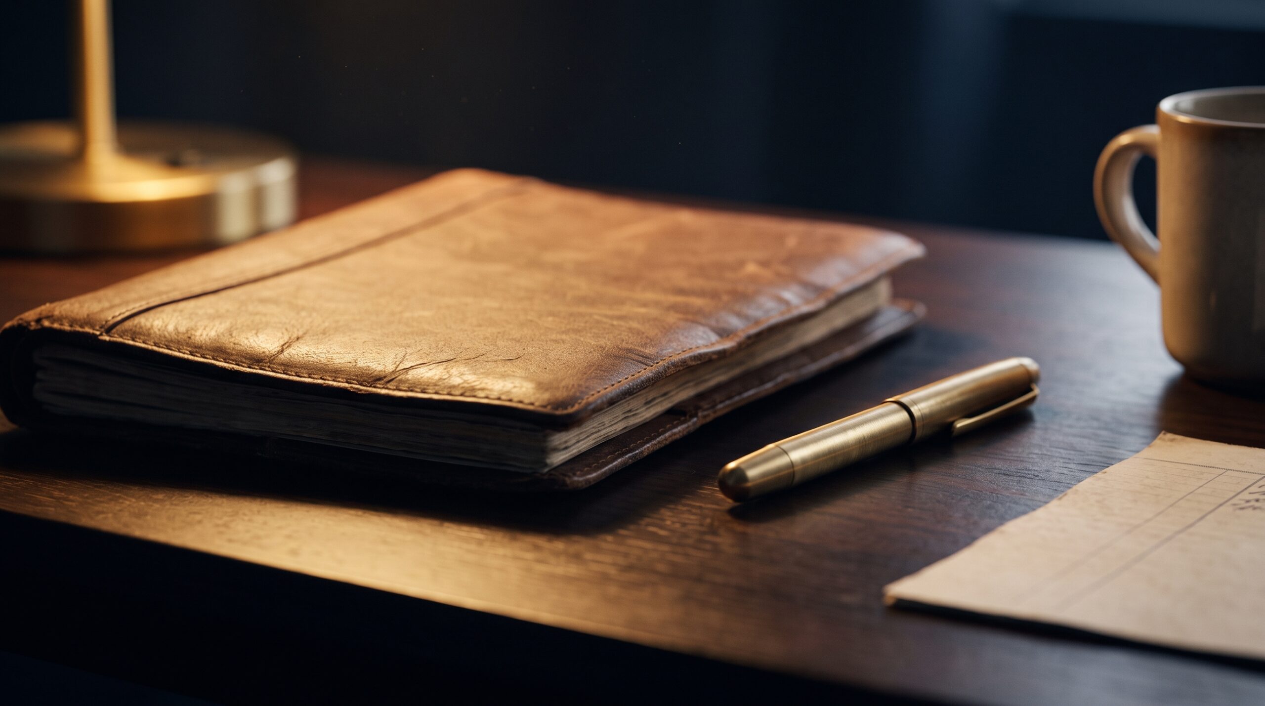 A closed leather folio resting on a desk as if passed from one professional to another, a quiet still-life standing in for a trusted referral between counsel and mediator